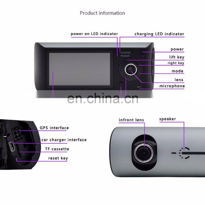 2.7 inch display screen Dual Camera Dash Cam Car DVR with GPS Video Camcorder