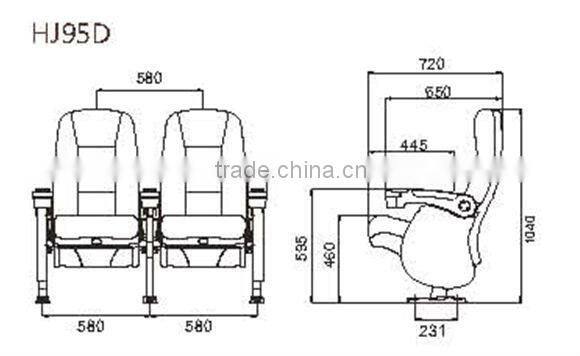 cinema seat fabric folding chair with cup holder HJ95D-L