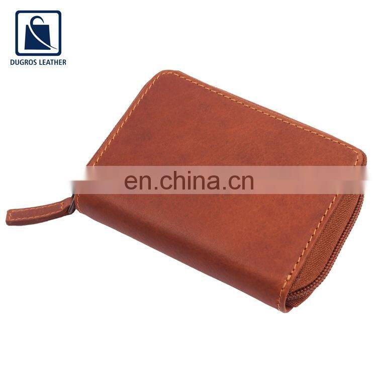 Wholesale Supplier Selling Poly Drill Lining Material Genuine Leather Vintage Style Zipper Wallet at Low Market Price