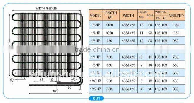 Commercial manufacturer wire tube refrigerator fridge condenser and evaporator