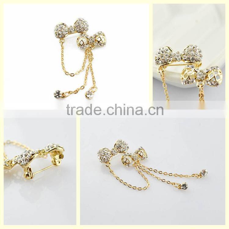 2014 fashion jewelry beauty queen crystal butterfly bow brooches