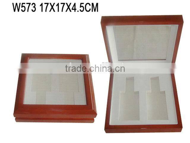 Wholesale 5 Grids Glossy Wood Perfume Gift packaging Box With Clear Window W572