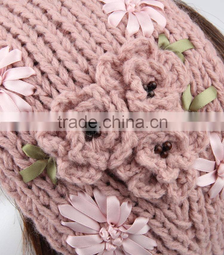 Fashion Charm Ladies Winter Hand Knitting Lace Flower Head Band