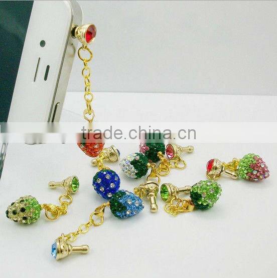 P0831 Crystal Pave Ball Earphone Jack Dust Plug,Phone Charm