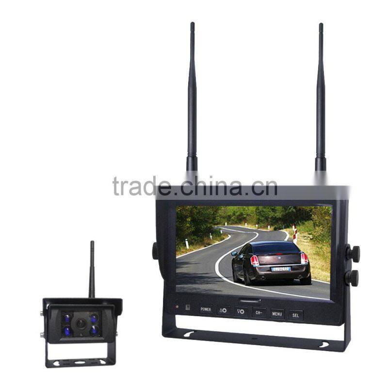 12V to 48V IP69K Waterproof Built-in Wireless Transmitter Night Vision Tractor Rear View Camera with 7inch wireless Monitor