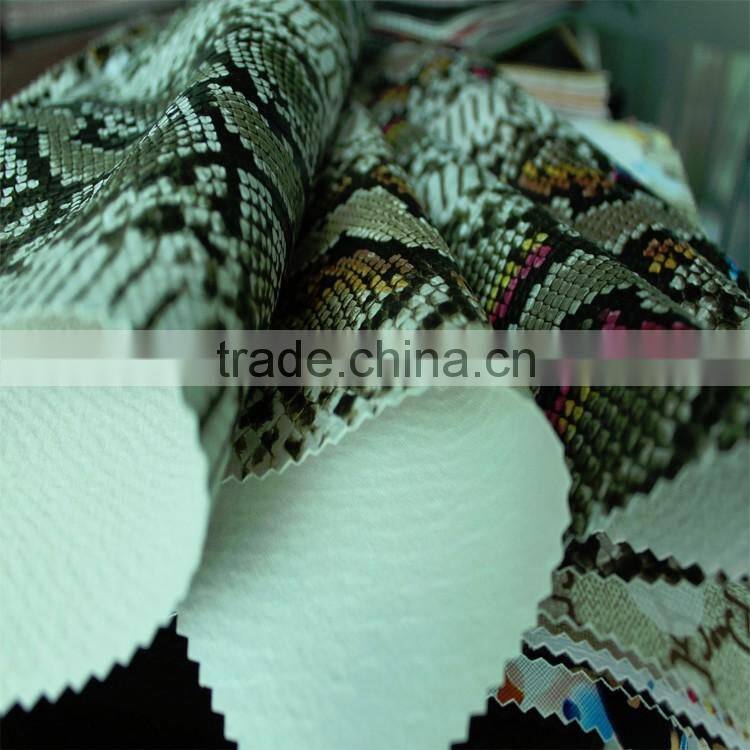 printing embossed snake skin Washed Pattern and PU Material decorative artificial leather for handbags