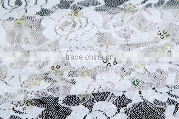 2016 new fancy cheap stretch embroidery sequined wholesale beaded lace fabric new flower laces