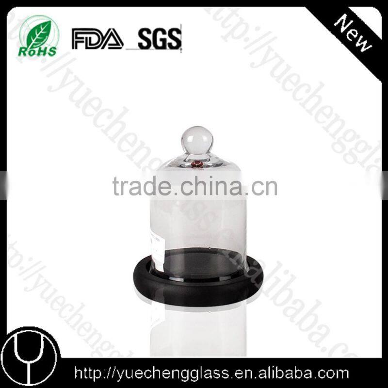 Handmade Clear Glass Cake Cover with Dome and Stand