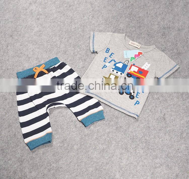 2016 Factory new arrival summer child clothes for 2 pieces fashion baby boy clothing set wholesale kids clothes (ulik-SC098)