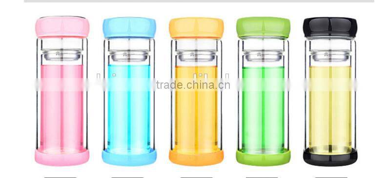 hot protected cheap price double wall glass tea infusion bottle