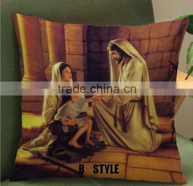 The classic scene of Jesus printed Christian bible throw emoji massage euro pillowcase decor home church religious gifts