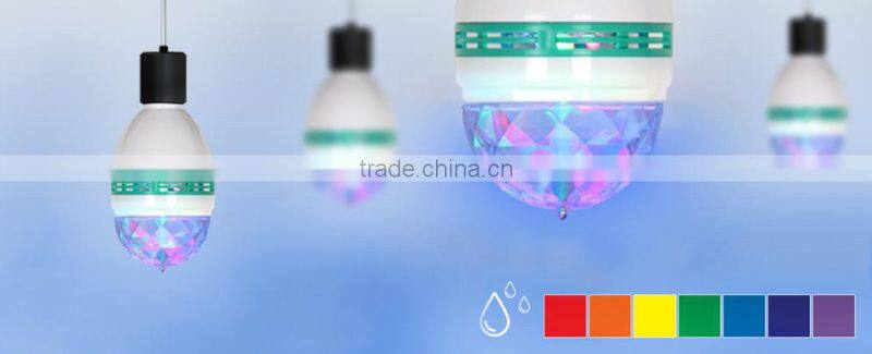 3W RGB Multi Color Auto Rotating Led Crystal Magic Disco Ball Light Bulb