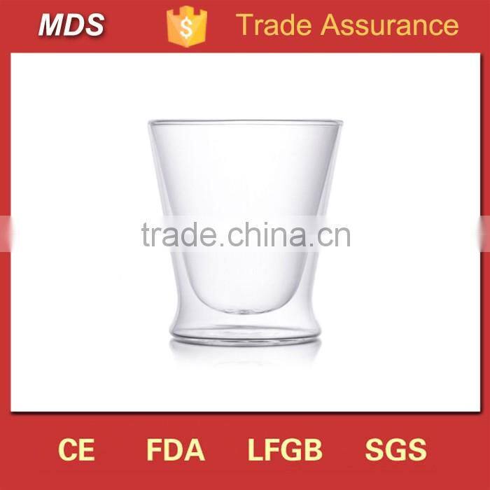 Sale double wall clear glass mug without handle