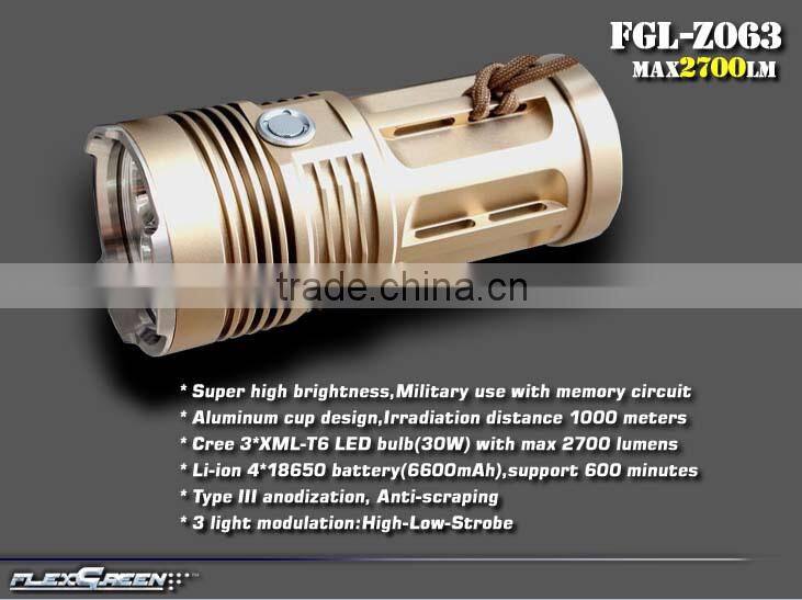 rechargeable 30w 2700lm high bright XML T6 new led flashlight 2014