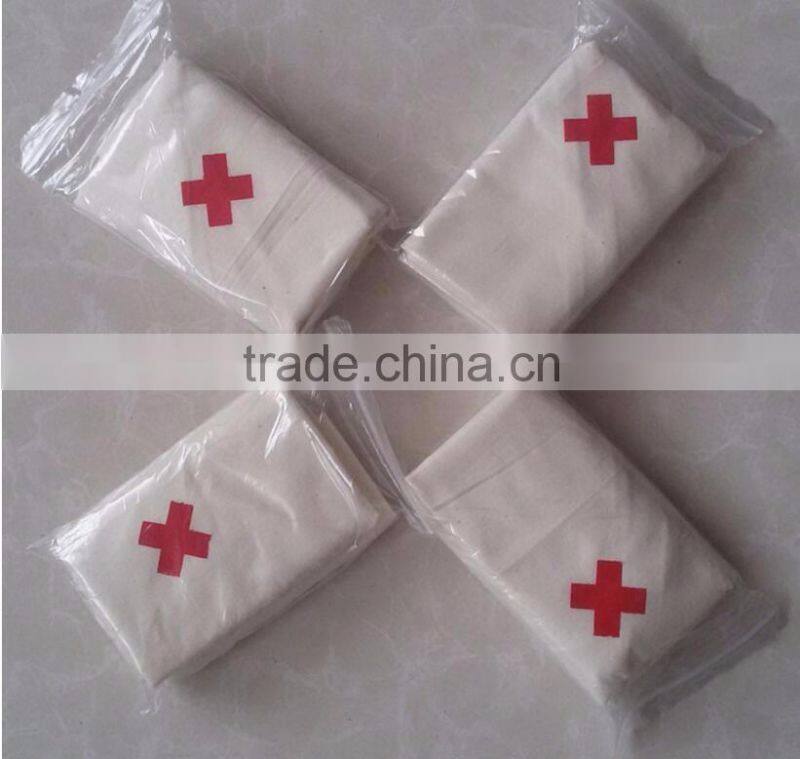 Cotton triangular bandage towel applicator containing emergency arm triangle triangular sling medical bandage