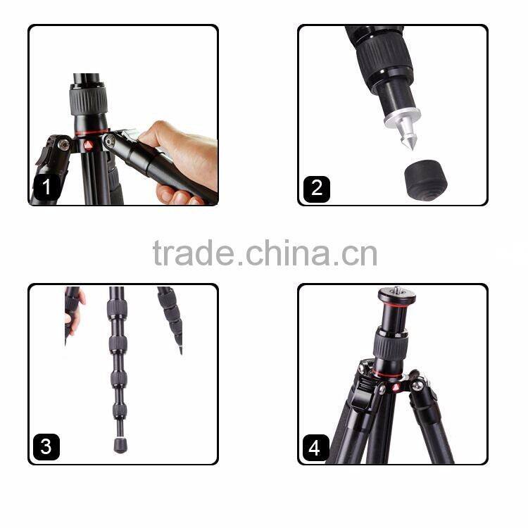 Aluminum colorful folding popular portable Tripod kit 5 Section with Ball Head Loading 10KG K009B+V00