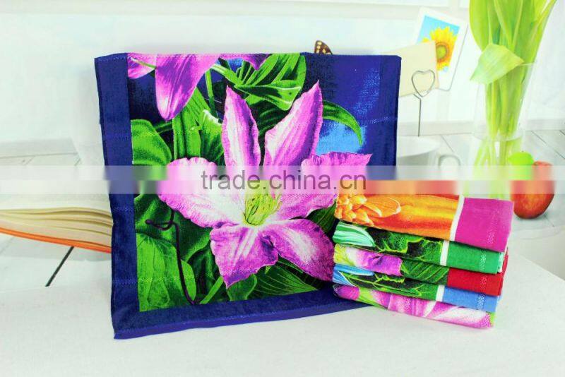 china supply custom print towels bath flowers 100% cotton