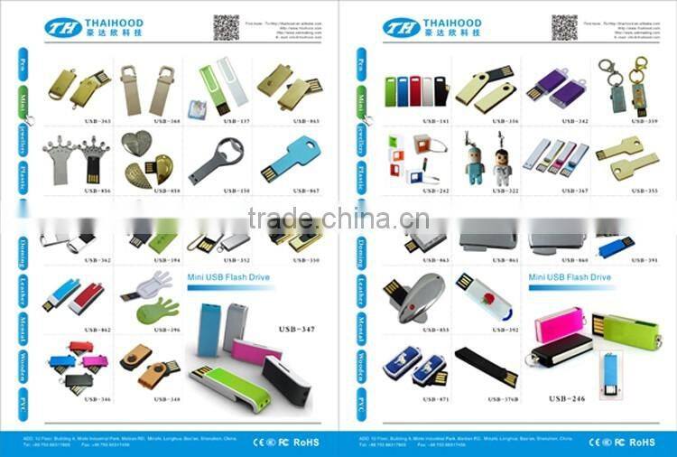 Factory Price Thin Lightweight Portable Metal USB Flash Drive with Chain