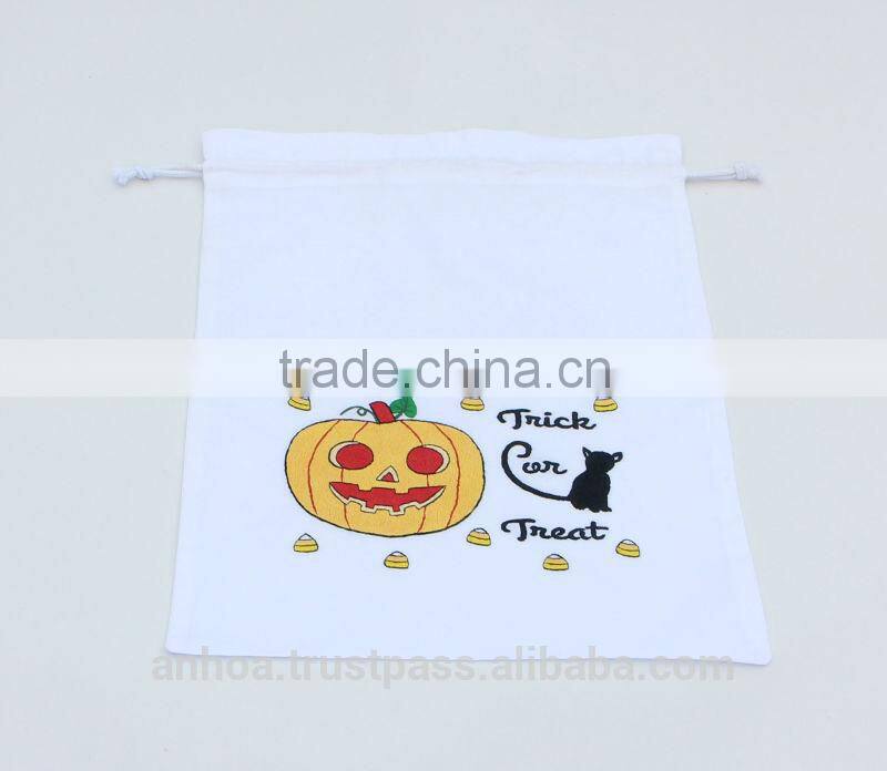 Embroidery Halloween drawstring bags, laundry bag