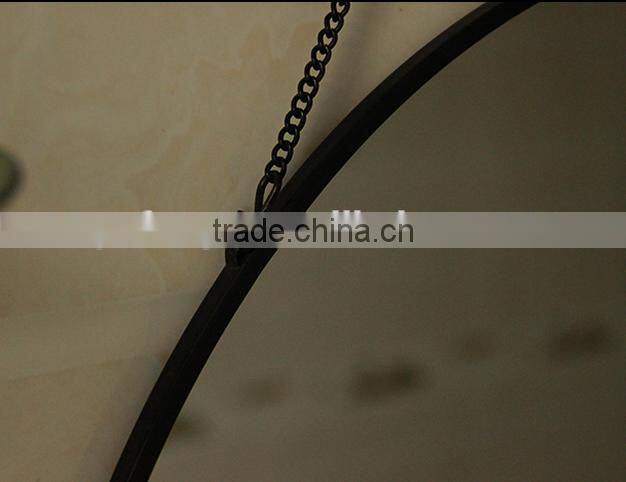 Cheap metal framed hanging 50x50cm round wall mirror for bathroom with metal chain