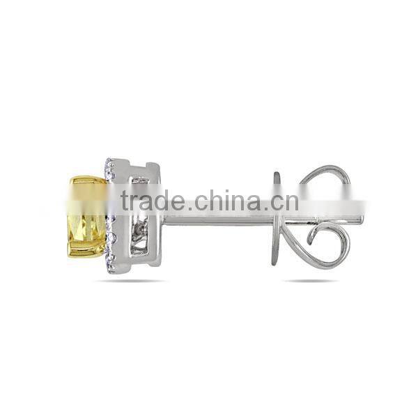 2016 Top selling 18K Gold Yellow Diamond Halo Stud Earrings