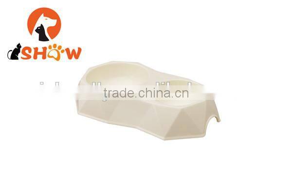 New arrival pet diamond slice surface dual two bowl feed bowl PP material