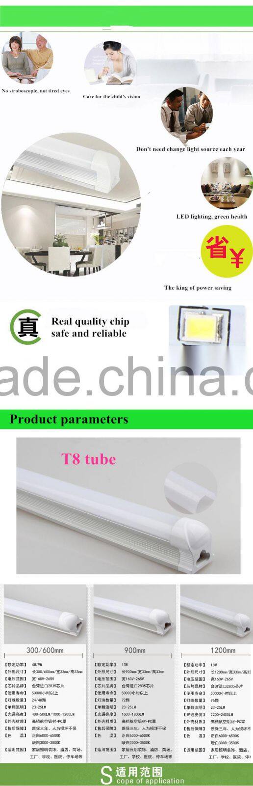 2015 new products AC 85-265V smd 0.3m 0.6m 0.9m 1.2m sex tube t8 internal driver
