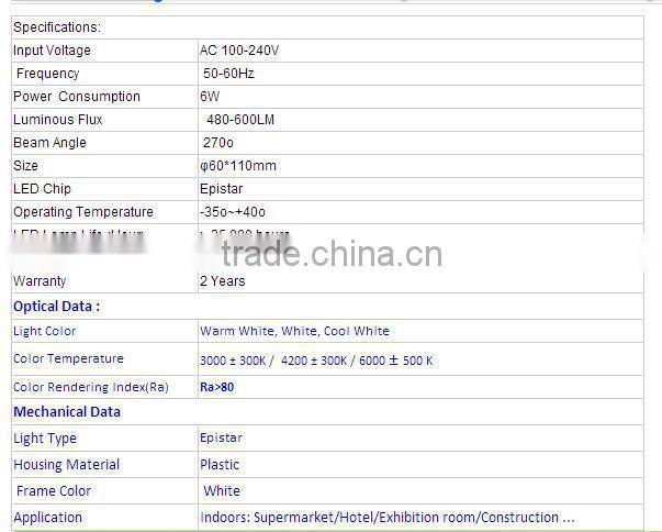 factory price 6w, 600ml smart led light, led bulb.