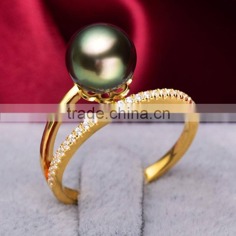 tahitian pearl 8-9mm black pearl ring pearl jewelry