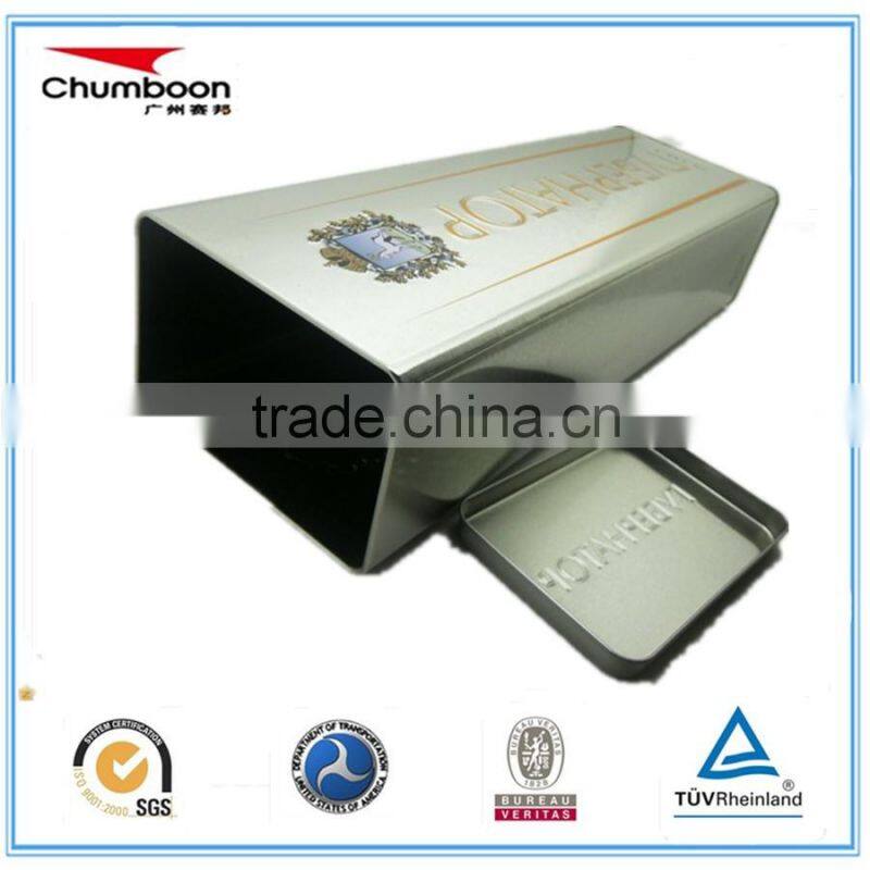 big rectangle wine tin can / direct factory OEM metal box / wine bottle protect tin box