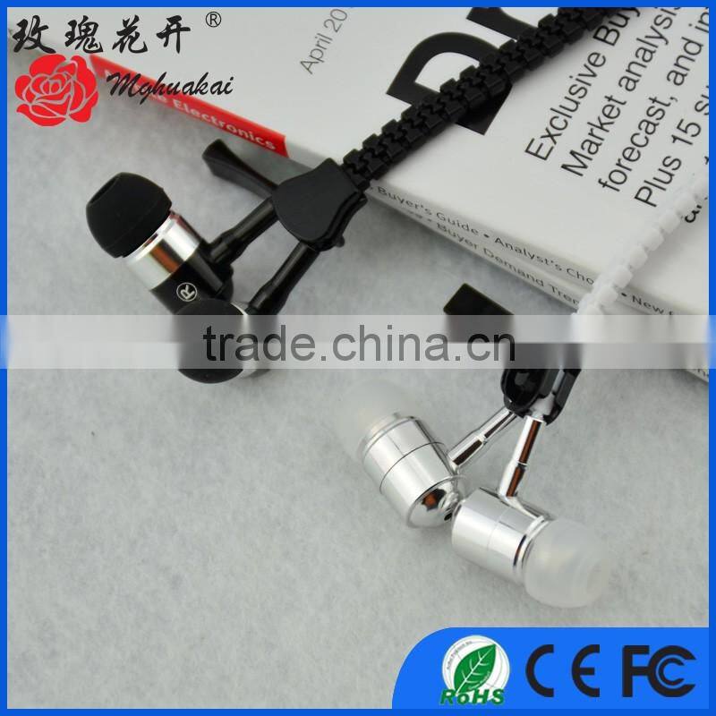 Hot 2016 fashion cute cheap headphone with mic zipper headphone cheap headphone USD1