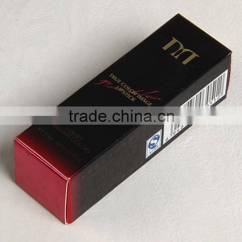 Art paper printed red inside with glossy lamination package box for the true color image lipstick