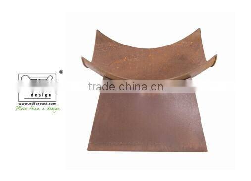 Rustic fire pit / garden fireplace / square fire bowl with base