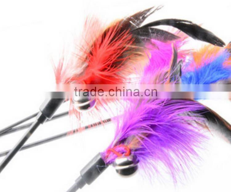 Turkey feather cat teaser ,p0w7c cat toy feather on stick for sale