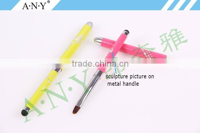 ANY Professional Nail Beauty Design Gel Nail Brush With Metal Handle Special End Can Touch Phone Screen