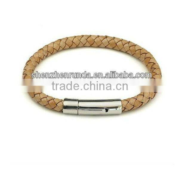 friendship weave black leather bracelet stainless steel bracelet