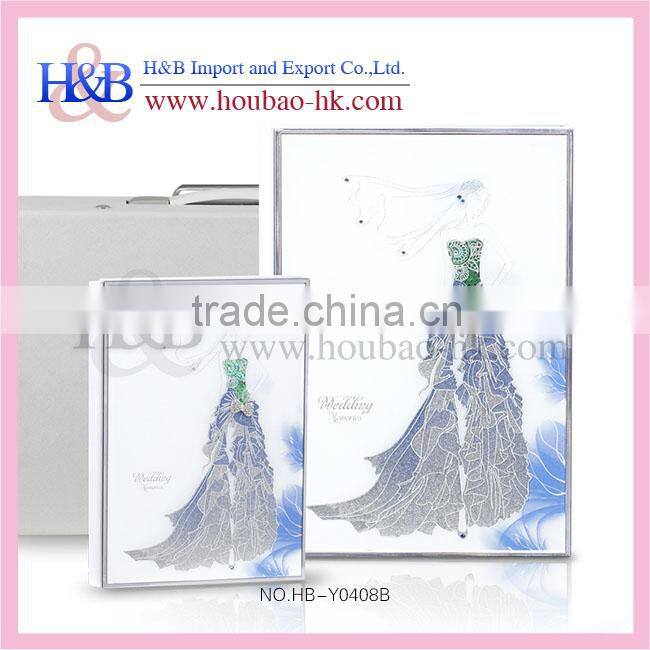 H&B elegant white album leaf leather album cover binding