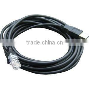 Straight barcode scanner USB A male to RJ50 male cable