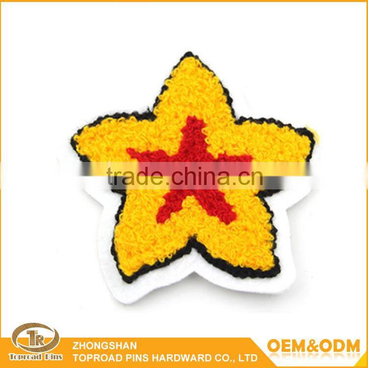 Custom soft chenille patch towel embroidery badge patch with personalized star design