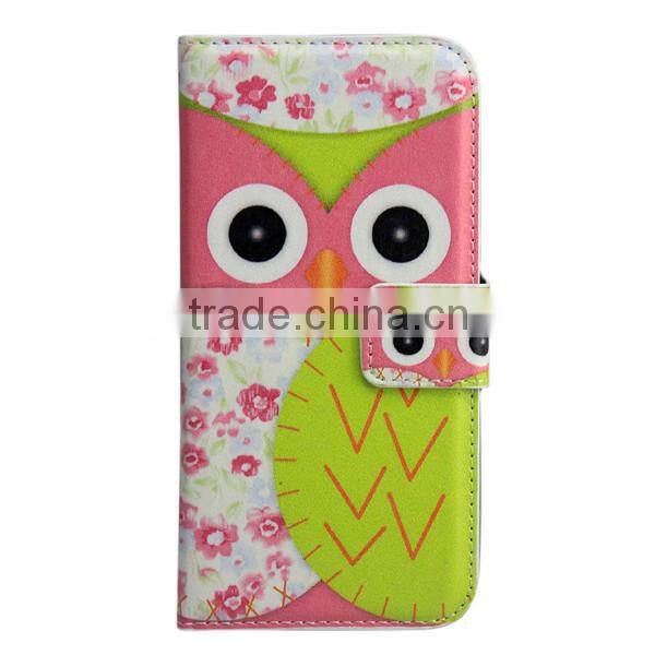 Cute Cartoon Owl Stand Wallet Flip pu Leather bumper case for htc desire eye