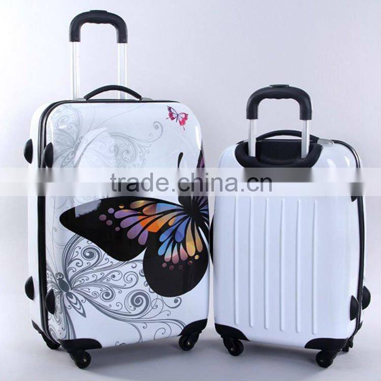 China alibaba 2014 Butterfly girl's ABS/PC hardcase travel trolley luggage / carry-on suitcase