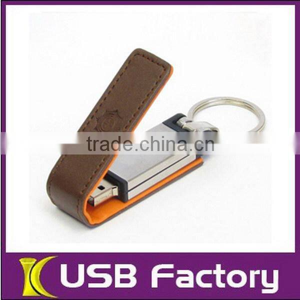 Best design good quality swivel leather usb flash stick