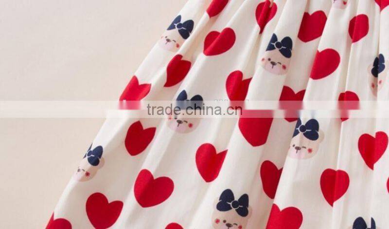 2016 new style children girls dress love heart printed dress wholesale OEM ODM
