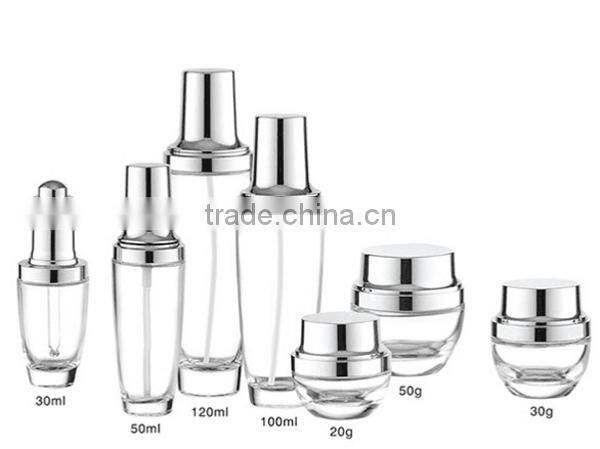 100ml/120ml glass cosmetic bottle with lotion pump cap