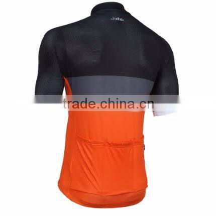 Daijun OEM high quality black and orange polyester custom cycling jerseys no minimum