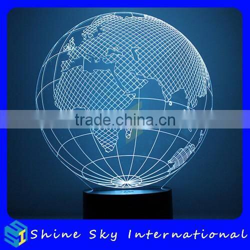 LED 7 Colors Flashing Night Light Globe Shaped Desk Light 1.5W Energy Saving 3D Night Light