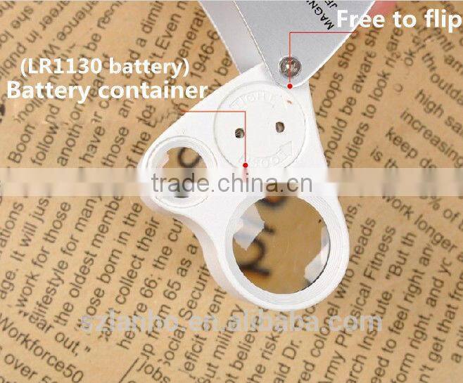 30X 60X Loupe 2LED Magnifier Jewelry identifying Magnifying 9889