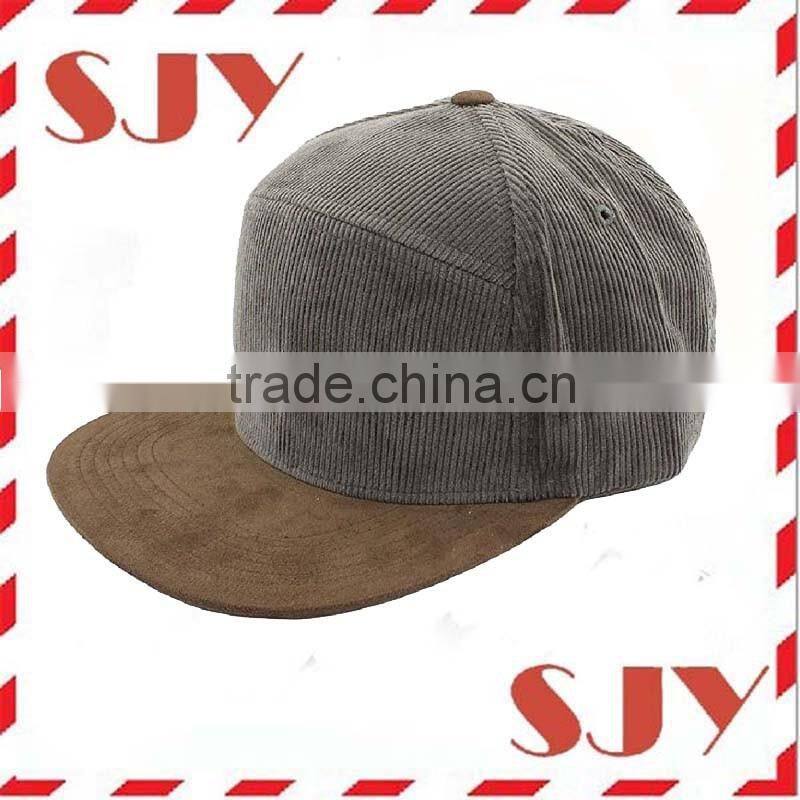 Vintage Corduroy Suede Flat Bill Brim Snapback Baseball Cap