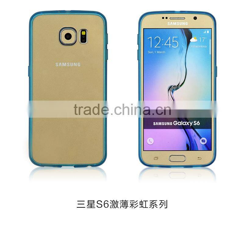 Hot transparent black 0.8MM thin PC+TPU phone cases for S6