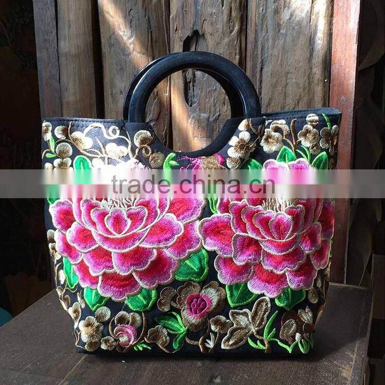 2016 wax fabric lady handbags , tote shouder bags handbag for women